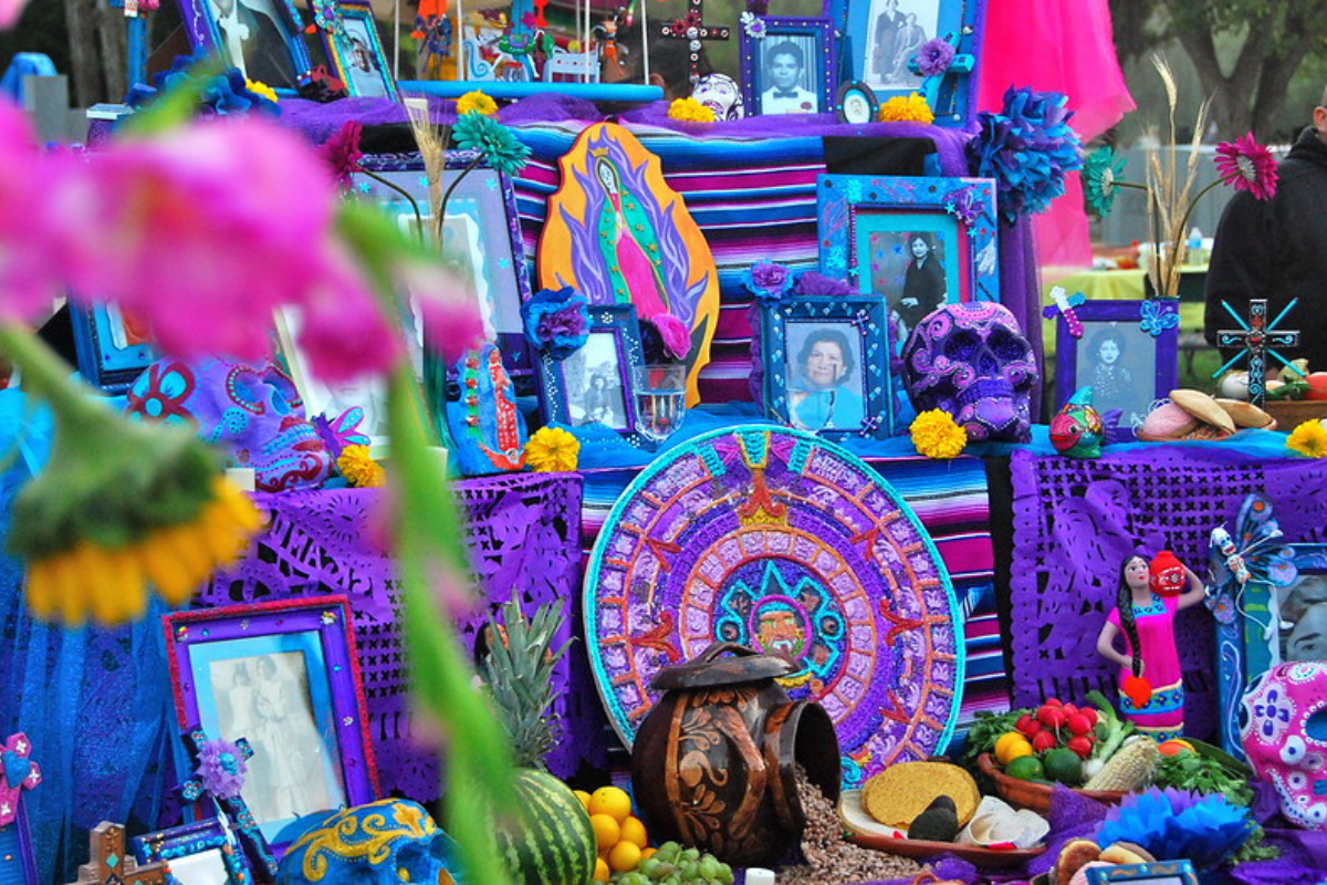 A colorful Day of the Dead ofrenda.